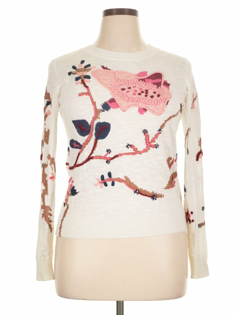 The Collective Women’s Cream Floral Embroidered Crewneck Sweater XL